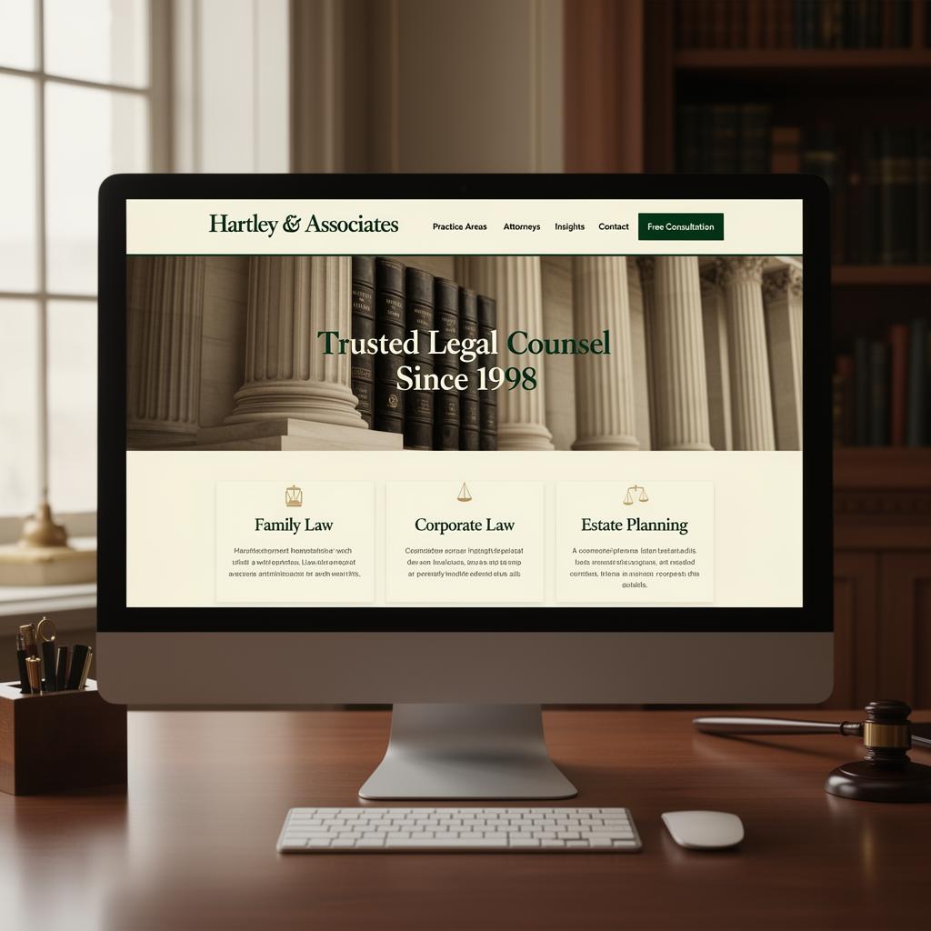 Law Firm website mockup — Practice areas + consultations