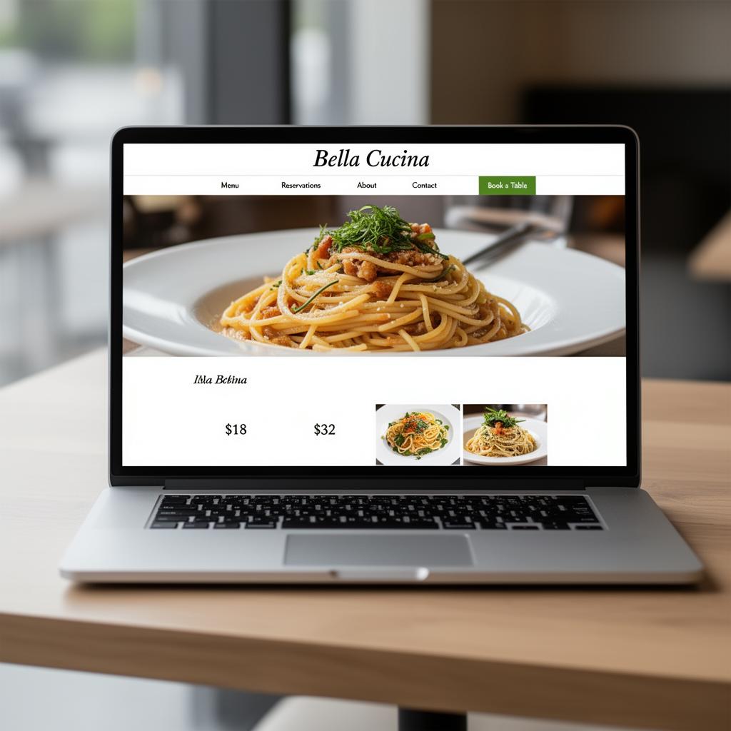 Restaurant website mockup — Online menu + reservations